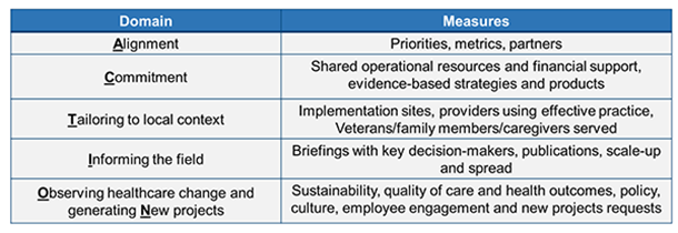 Summary of QUERI ACTION Impact Framework, Braganza, et al, JGIM, 2020