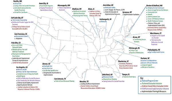 Map of QUERI Centers and Programs